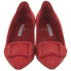 Like New Manolo Blahnik Maysale Suede Buckle Pumps